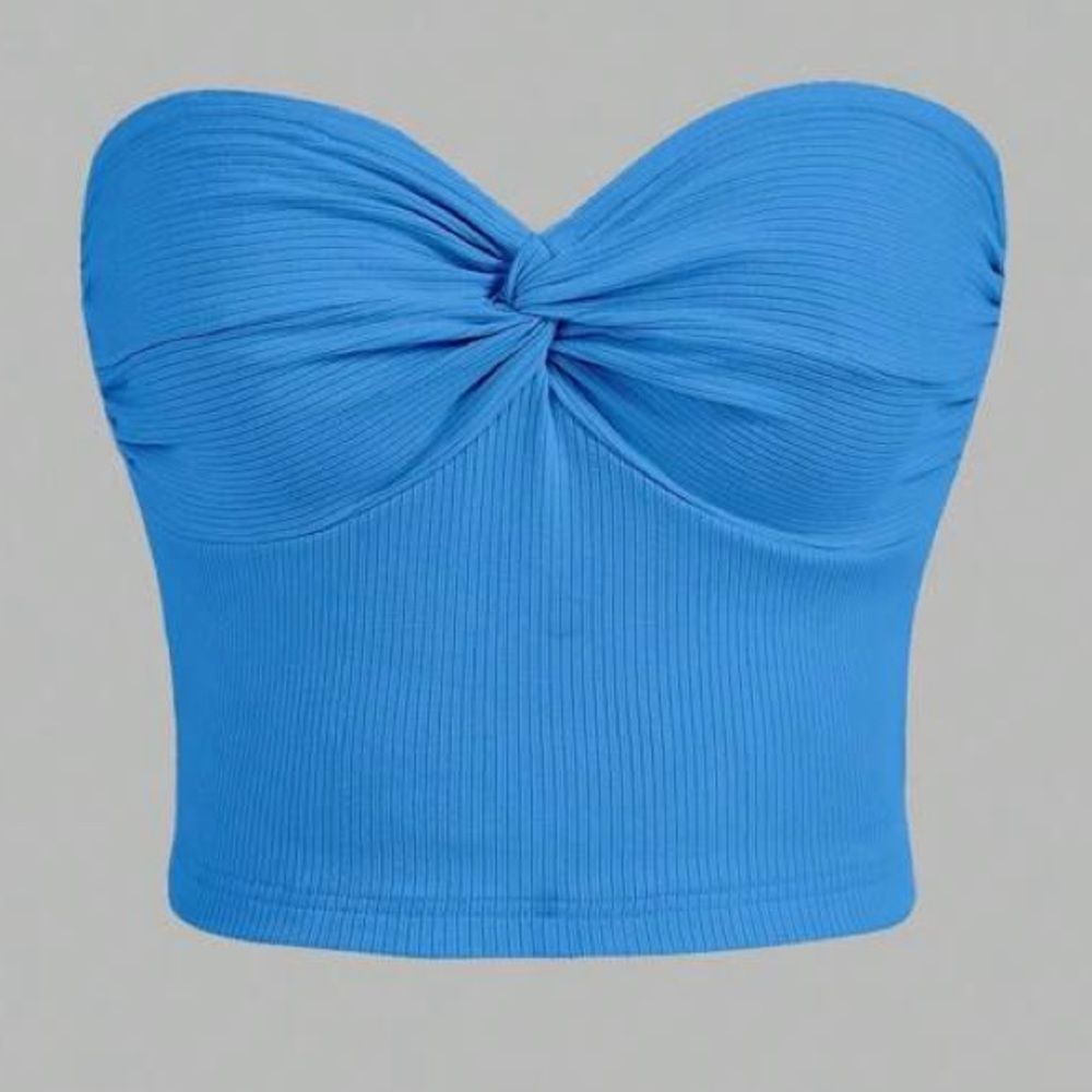 SHEIN size small Blue Strapless Ribbed Women's Top